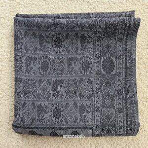 Talbots Wool Scarf Wrap Jacquard Lightweight Black & Grey